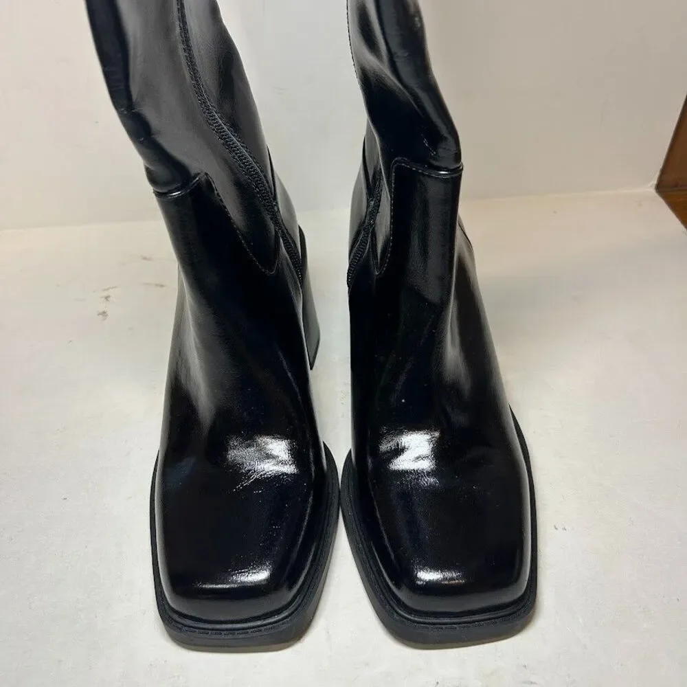 INC Womens 7 M Black Smooth Mariah Block Heel Knee High Boots DISPLAY RW6